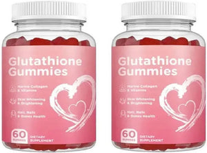 Glutathione Glow Gummies 1,000Mg per Serving | Vitamin C 100Mg Marine Collagen for Women | Colageno for Women Glow Beauty Collagen Folic Acid | 2 Months Supply Vegan Non GMO 60 Capsules 2 Pack, Red