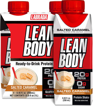 Lean Body Ready-To-Drink Salted Caramel Protein Shake, 20G Protein, Whey Blend, 0 Sugar, Gluten Free, 22 Vitamins & Minerals, (Recyclable Carton & Lid - Pack of 4) 