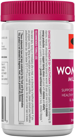 Swisse Daily Multivitamin for Women 50 and over | 41 Vitamins, Antioxidants and Minerals + Adaptogens | Energy, Stress & Immune Support | Womens 50+ Multivitamins Supplement | 60 Tablets