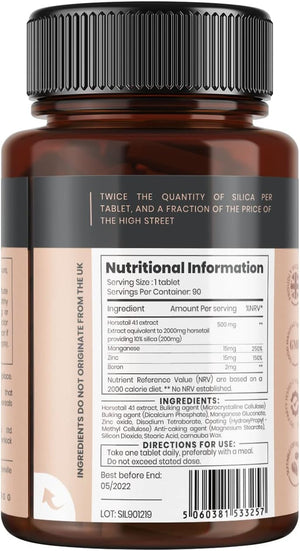 Double Strength Silica Complex – 3 Month Supply! (2000Mg Horsetail Extract X 90 Tablets)