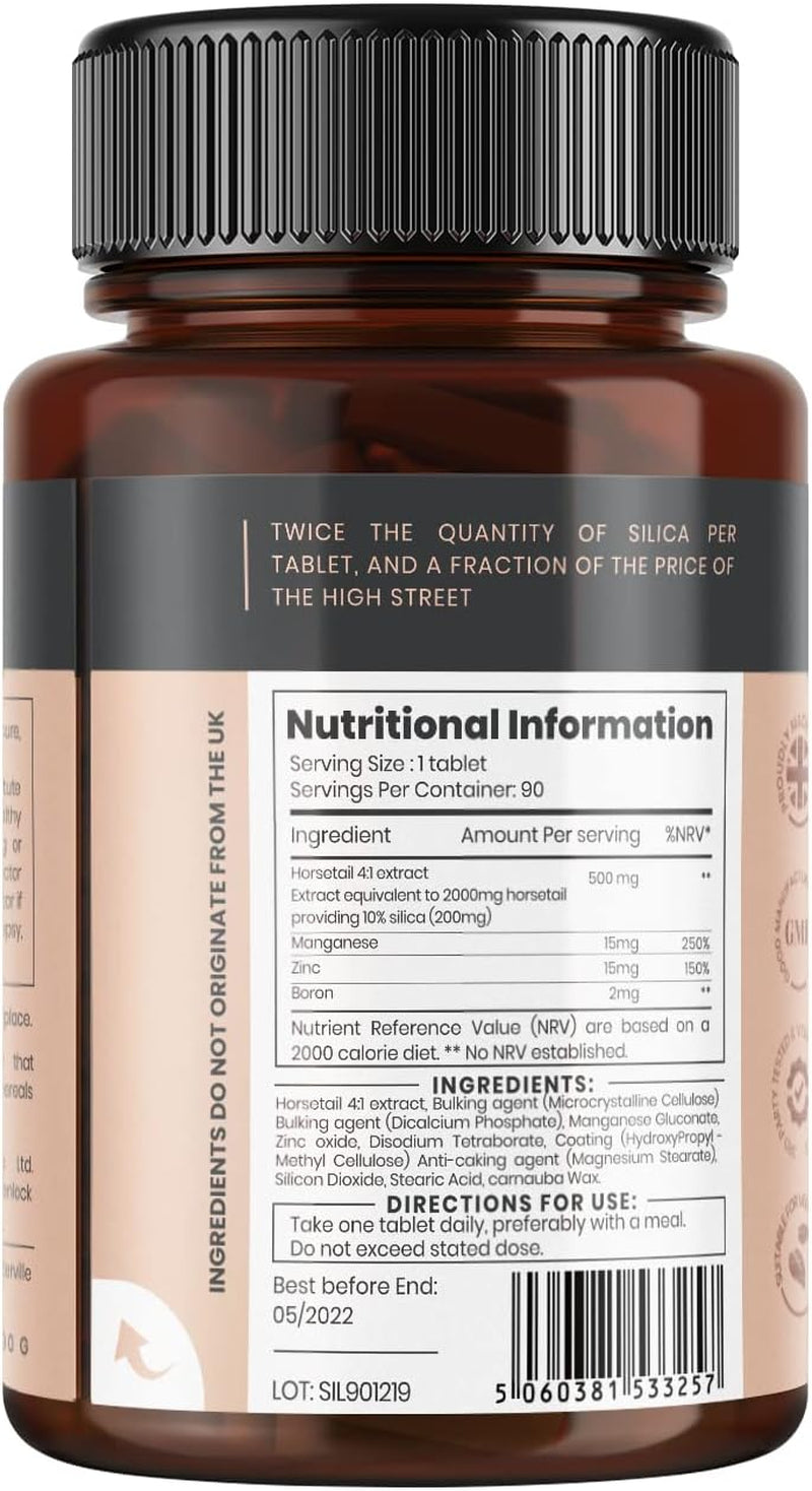 Double Strength Silica Complex – 3 Month Supply! (2000Mg Horsetail Extract X 90 Tablets)