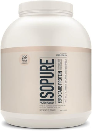 Isopure Unflavored Protein, 25G Whey Isolate, Zero Carb & Keto Friendly, 47 Servings, 3 Pounds (Packaging May Vary)