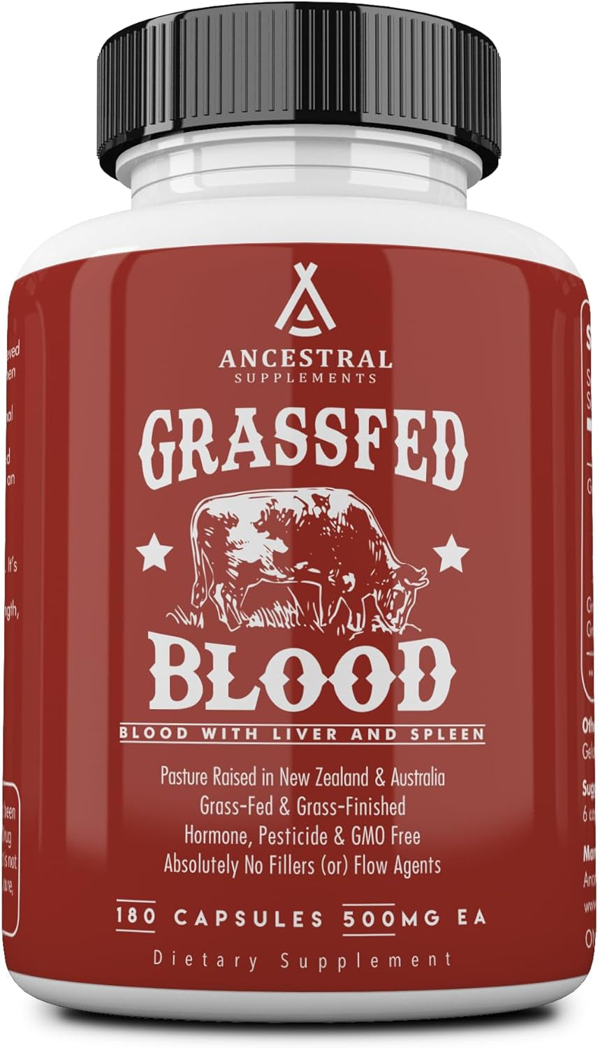 Ancestral Supplements Grass Fed Blood Is Blood, Liver & Spleen Formula, 500Mg, Grass Fed Beef Supplement, Red & White Blood Cell Formation, Immune and 
