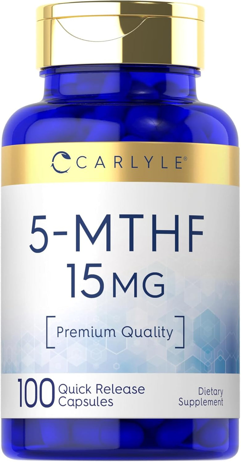 Carlyle 5-MTHF Supplement 15Mg | 100 Capsules | L-Methylfolate | Non-Gmo, Gluten Free | Premium Quality