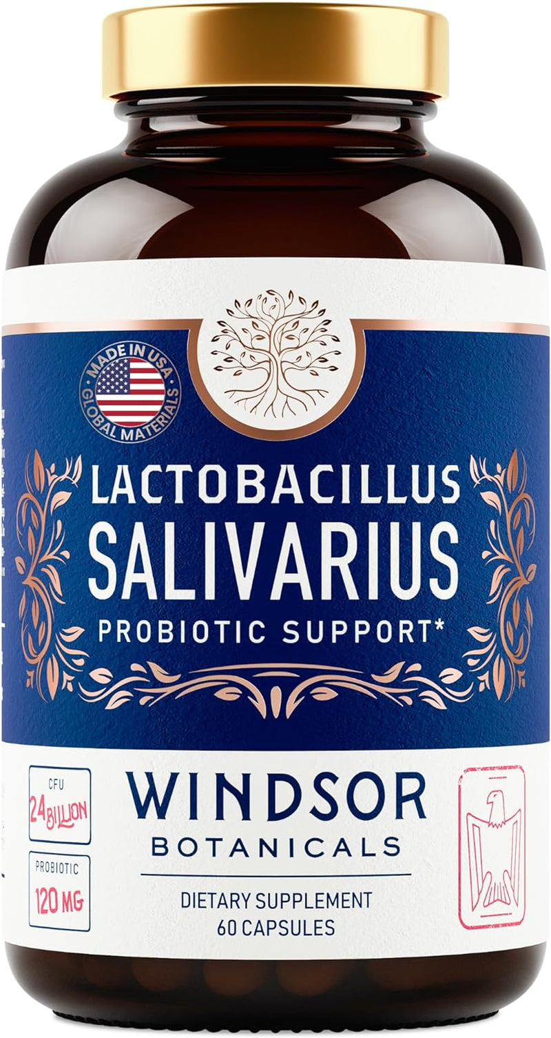 Lactobacillus Salivarius Probiotic Capsules - L Salivarius Probiotic Oral Dental Probiotics for Bad Breath, Teeth and Gums Health - Immune Support, Digestive Probiotic - 24Bn CFU, 60 Caps