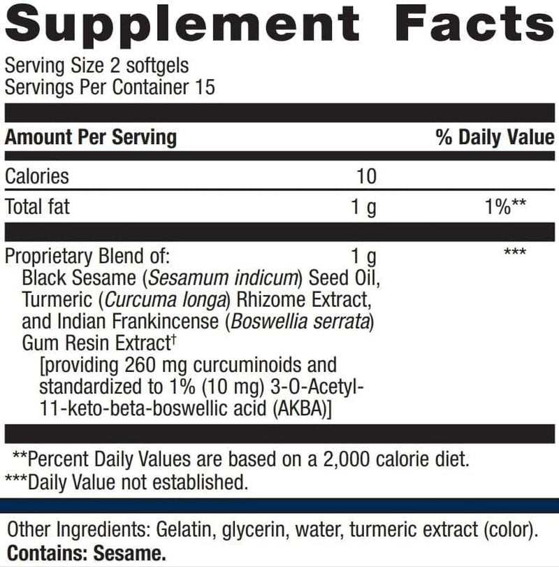 Inflavonoid Rapid - 1 G Black Sesame Seed Oil Blend - 260 Mg Curcuminoids & Turmeric Extract - Joint Discomfort Support Formula* - Non-Gmo & Gluten Free - 30 Softgels 