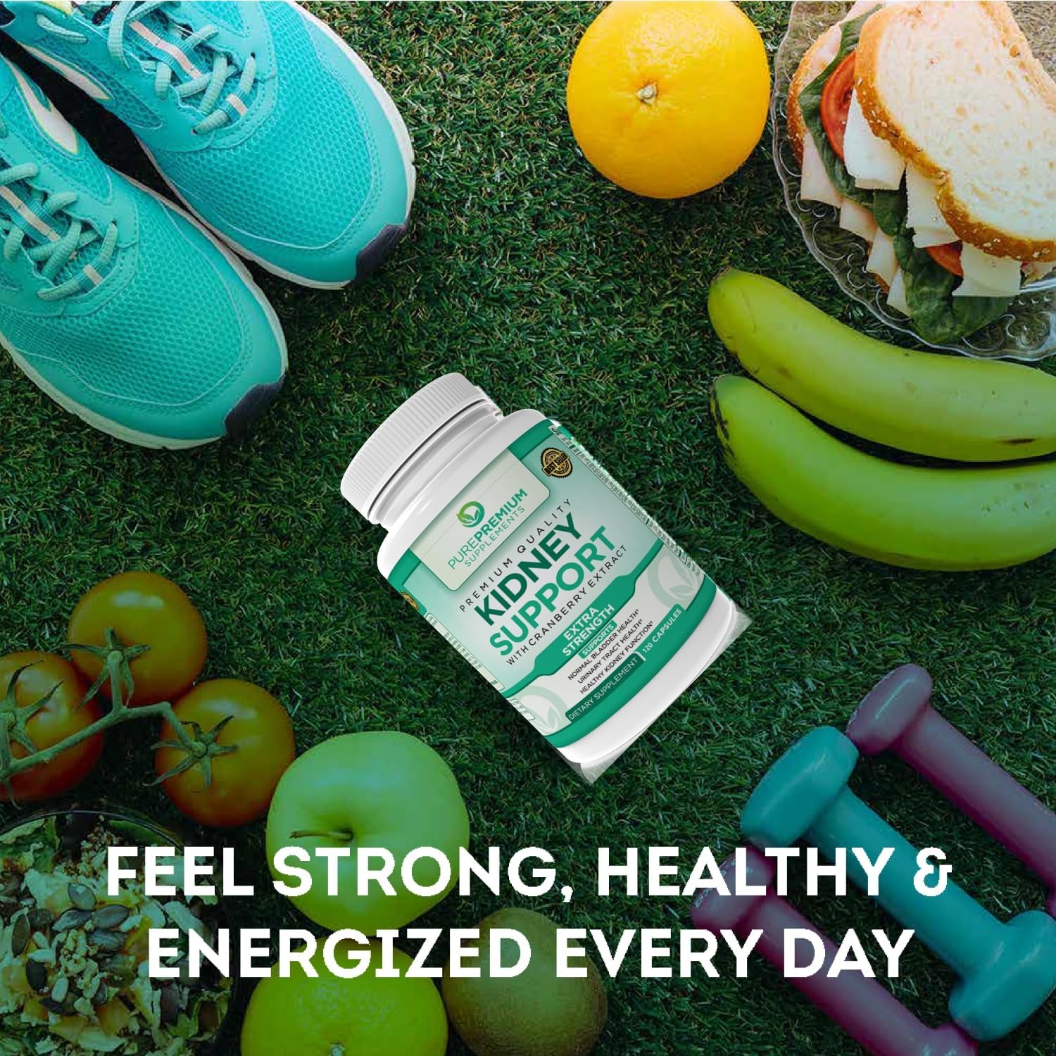 Purepremium Kidney Support Supplement for Men and Women - with Cranberry Extract to Support Urinary Tract, Normal Bladder Function and Supports Kidney'S Health - 4 Months Supply - 120 Capsules 