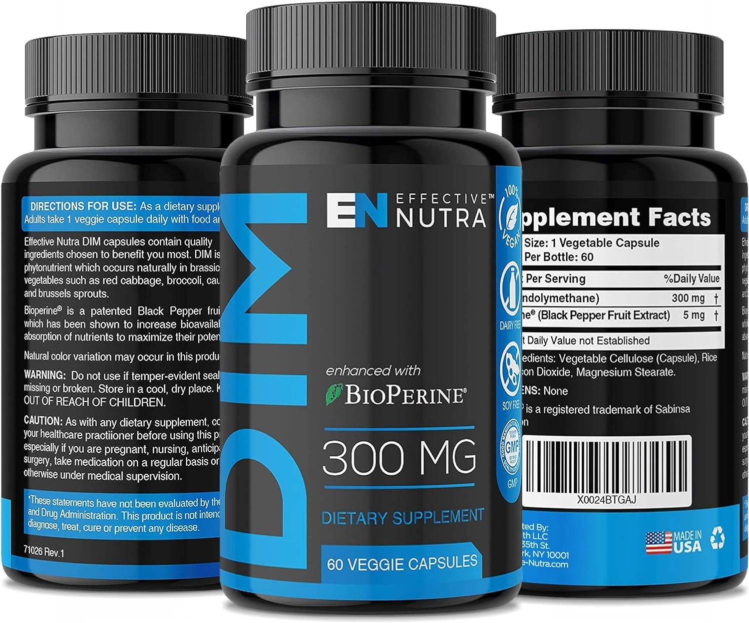 Dim Supplement 300Mg Capsule - Extra Strength Diindolylmethane DIM + Bioperine - Estrogen Blocker for Men & Women - Estrogen Balance, Metabolism, Hormone, Menopause, Acne, PCOS