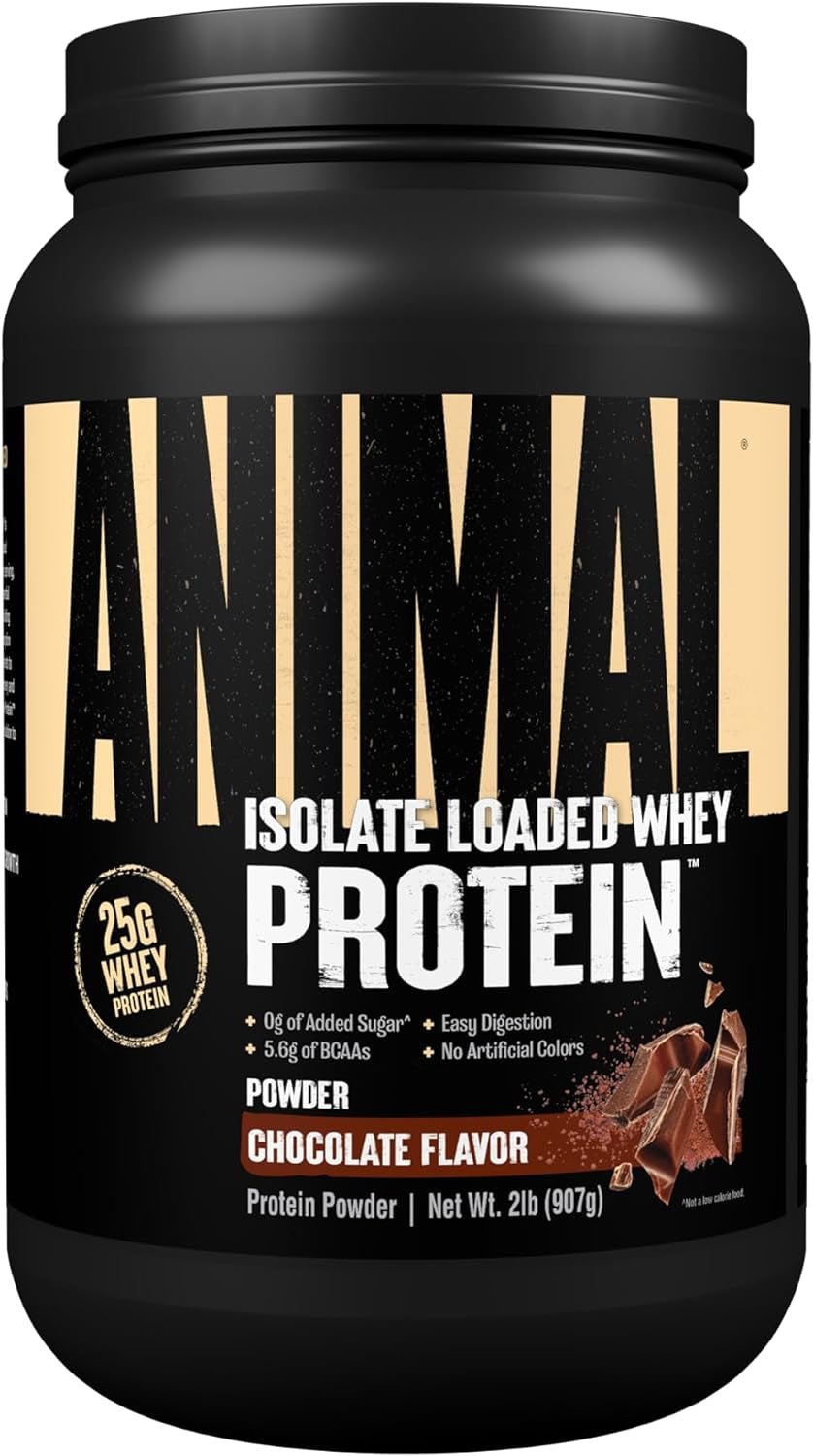 Animal Whey Isolate Protein Powder - Loaded for Pre & Post Workout Muscle Builder and Recovery with Digestive Enzymes for Men & Women - 25G Protein, Great Taste, Low Sugar - Brownie Batter 4 Lbs