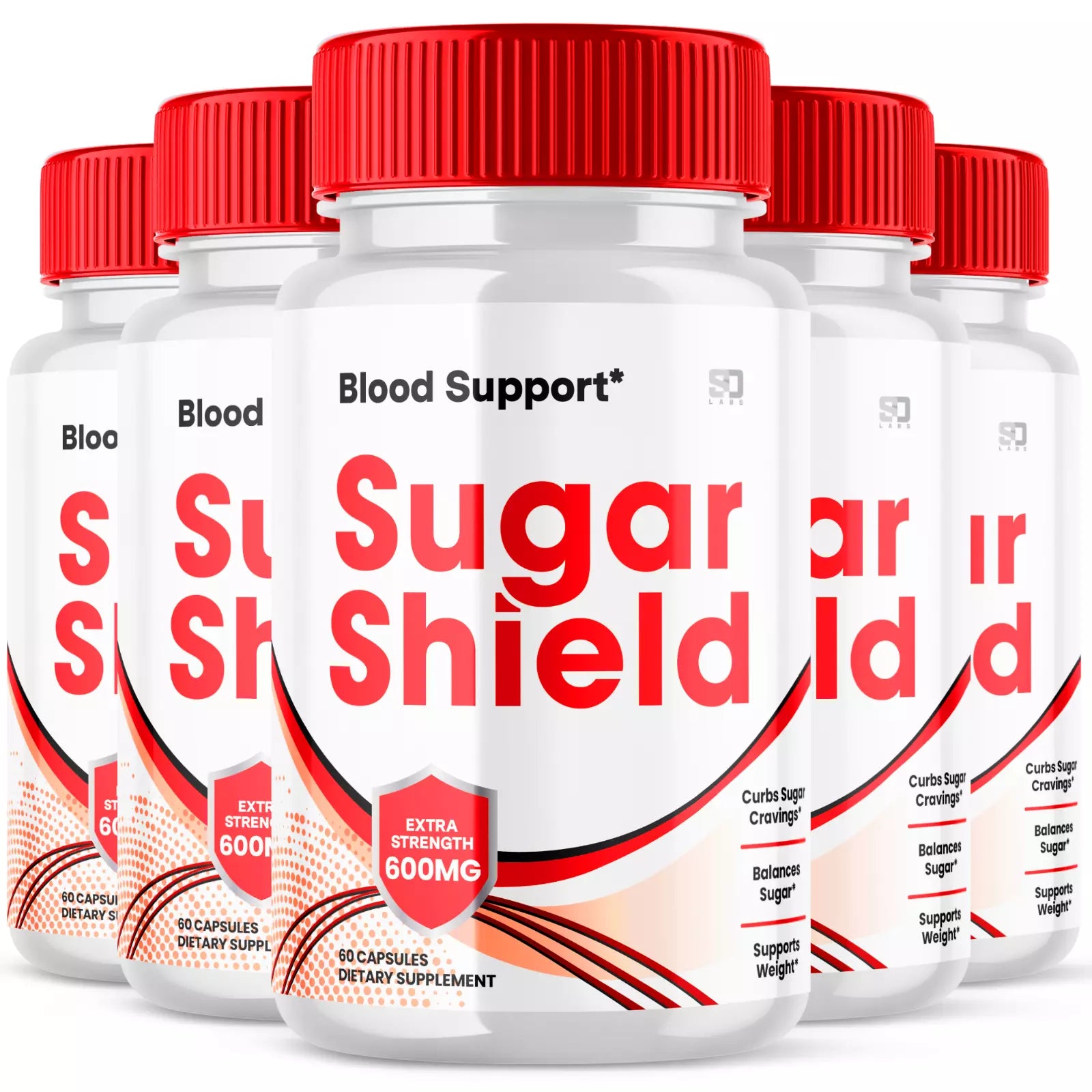 Sugar Shield Blood Sugar Support Capsules - Natural Blend Formula (5 Pack) 