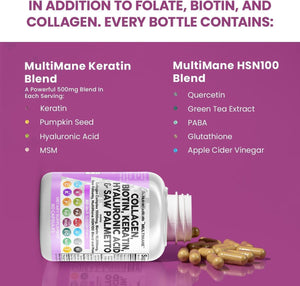 Collagen Pills 1000Mg Biotin 10000Mcg Keratin Saw Palmetto 2500Mg Hyaluronic Acid - Hair Skin and Nails Vitamins and DHT Blocker with Vitamin E Folic Acid Pumpkin Seed MSM - 90 Count
