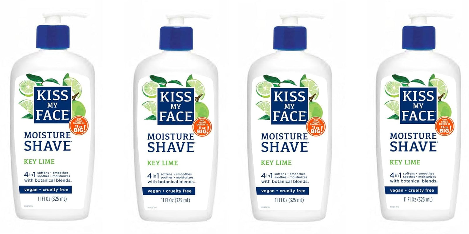 Kiss My Face Moisture Shave Shaving Cream, Key Lime Shaving Soap, 11 Oz (Pack of 4)