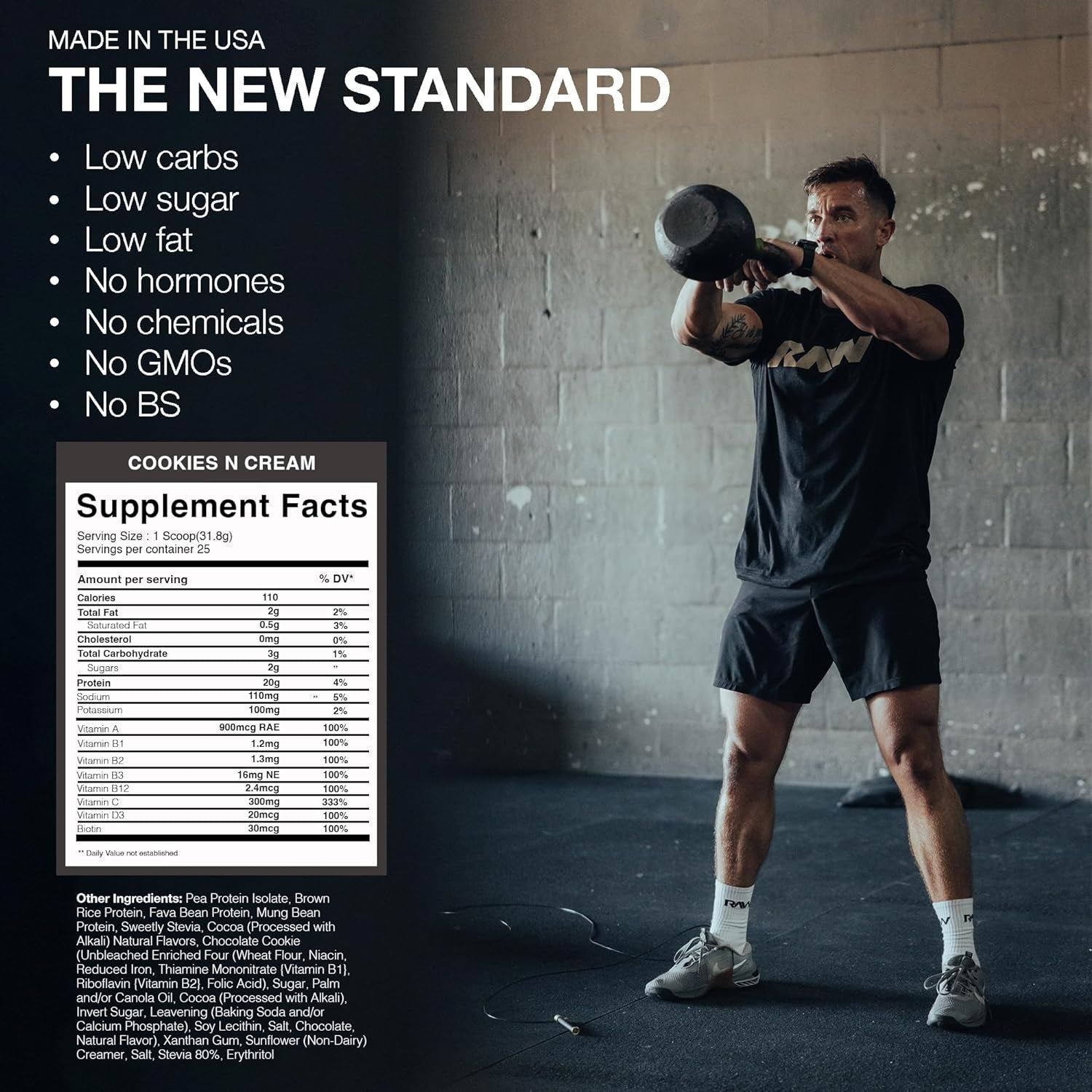 RAW Vegan Protein Powder, Acai Bowl - 20G of Plant-Based Protein Powder & Fortified with Vitamins for Muscle Growth & Recovery - Low-Fat, Low Carb, Naturally Flavored & Sweetened - 25 Servings