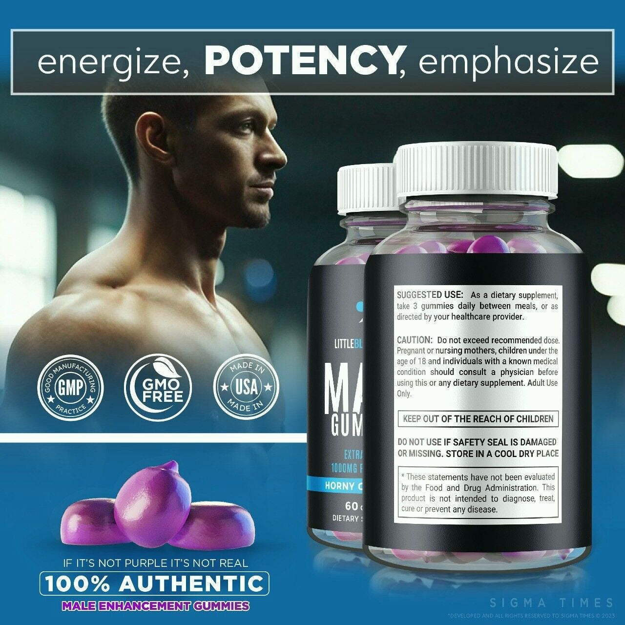 Little Blue Male Gummies to Boost T-Levels for Enhanced Intimate Drive 60Ct