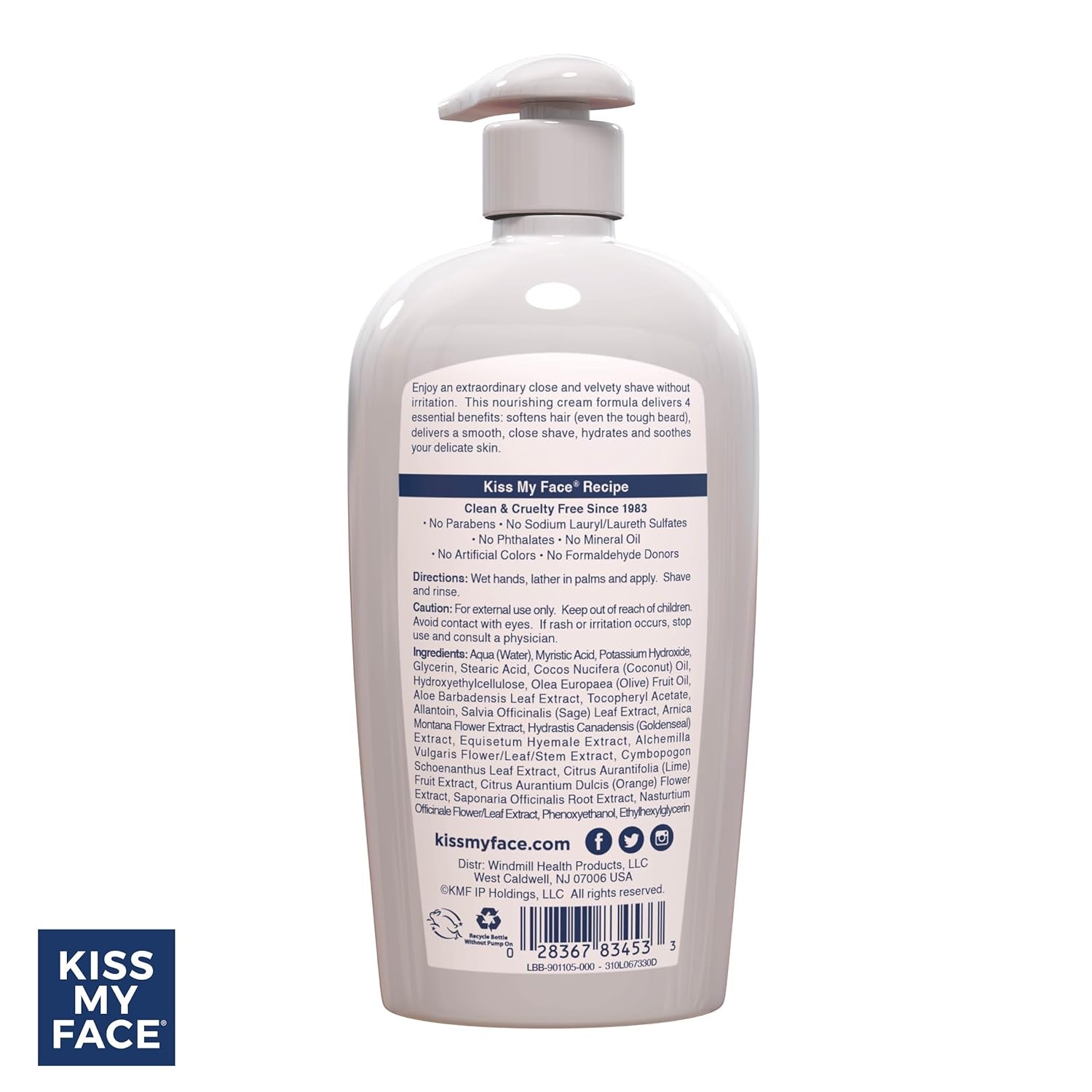 Kiss My Face Moisture Shave 11 Ounce Fragrance-Free 4-In-1 Pump, 11 Fl Oz (Pack of 3)