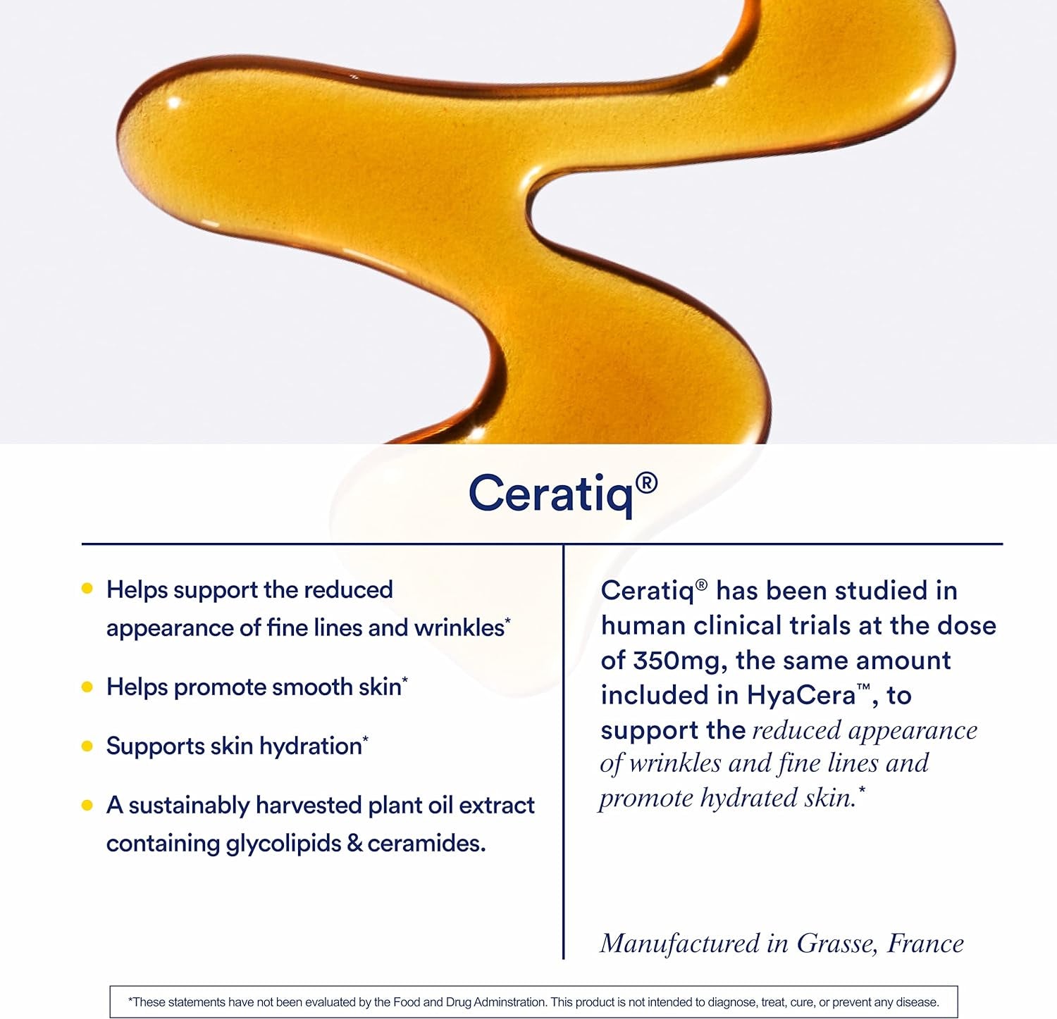 Ritual Hyacera Skin Supplement for Wrinkle Support, with Hyabest and Ceratiq for Skin Support, Hyaluronic Acid, Glycolipids, Ceramides, Gluten Free, Non GMO, Vanilla Essence, 30 Day Supply 