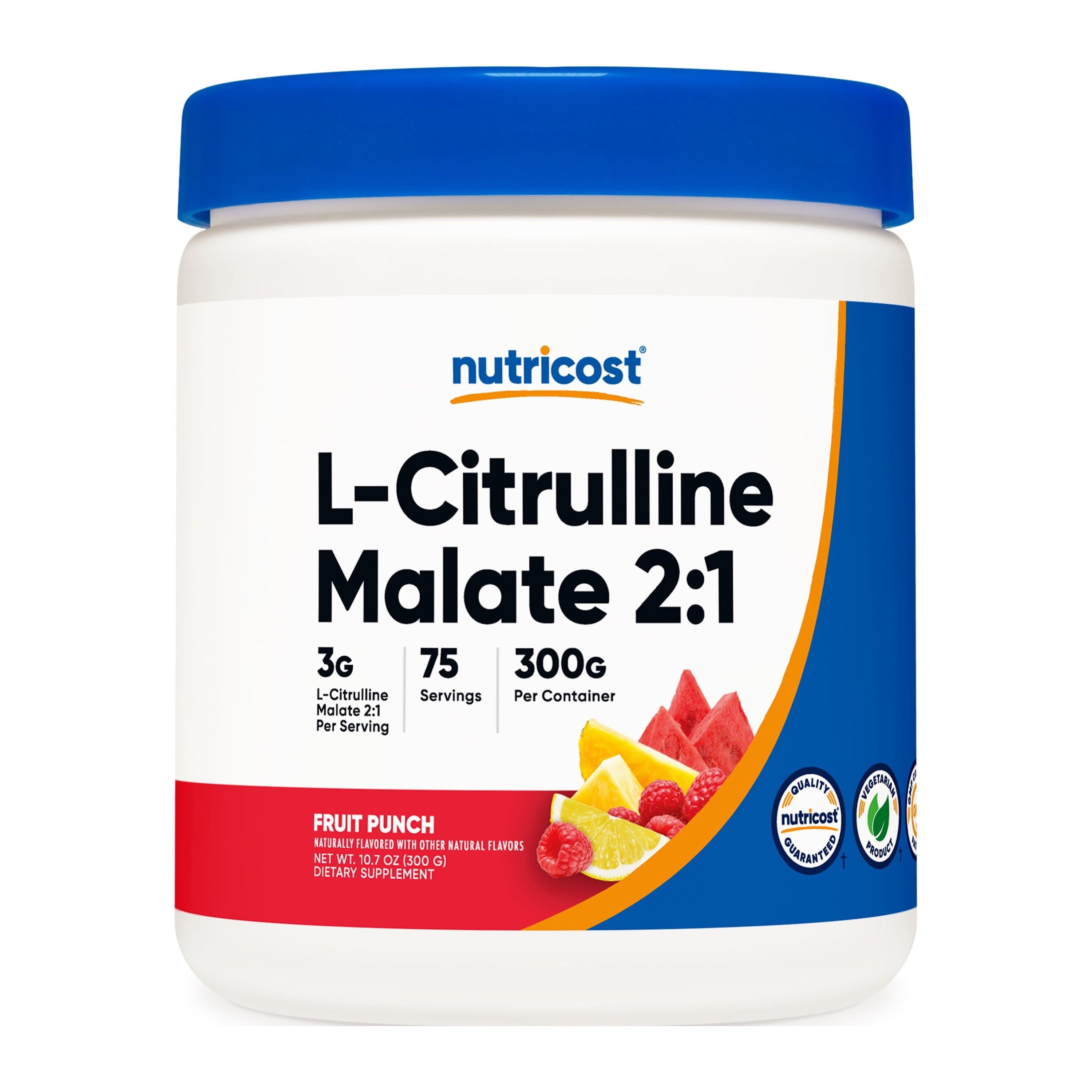 L-Citrulline Malate 2:1 (300G) Fruit Punch - Workout Support, Muscle Performance, Nitric Oxide Booster - Fitness Supplement Powder