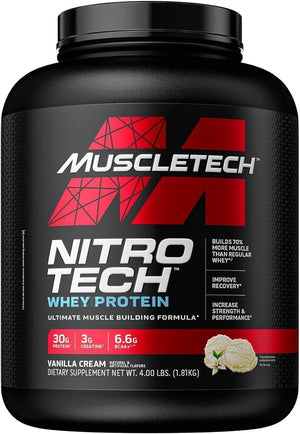 Muscletech Whey Protein Powder Nitro-Tech | Isolate & Peptides & Cell-Tech Creactor Creatine Hcl Powder | Post Workout Muscle Builder