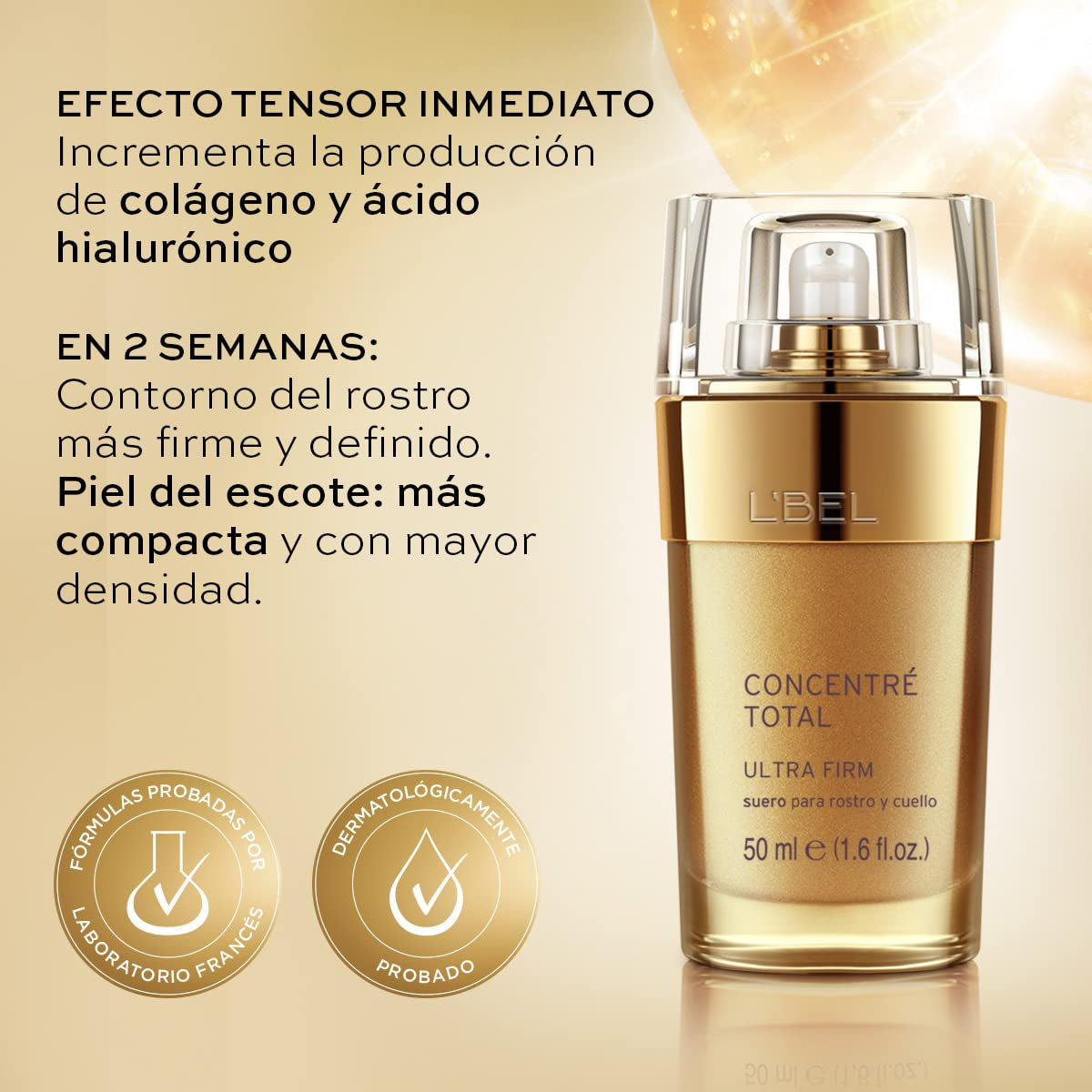 L'BEL - Concentré Total Ultra Firm Anti-Aging Facial Serum for Firming Face, Neck and Neckline 
