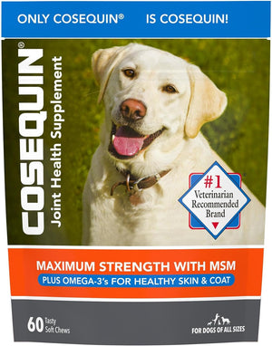 Nutramax Cosequin Joint Health Supplement for Dogs - with Glucosamine, Chondroitin, MSM, and Omega-3'S, 60 Soft Chews