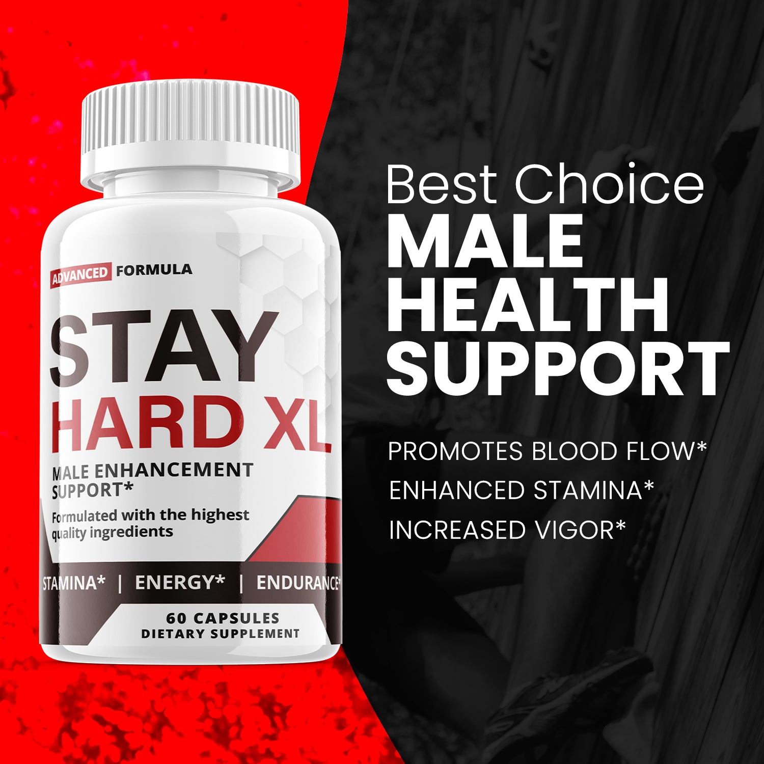 Stay Hard XL - Male Virility - 3 Bottles - 180 Capsules