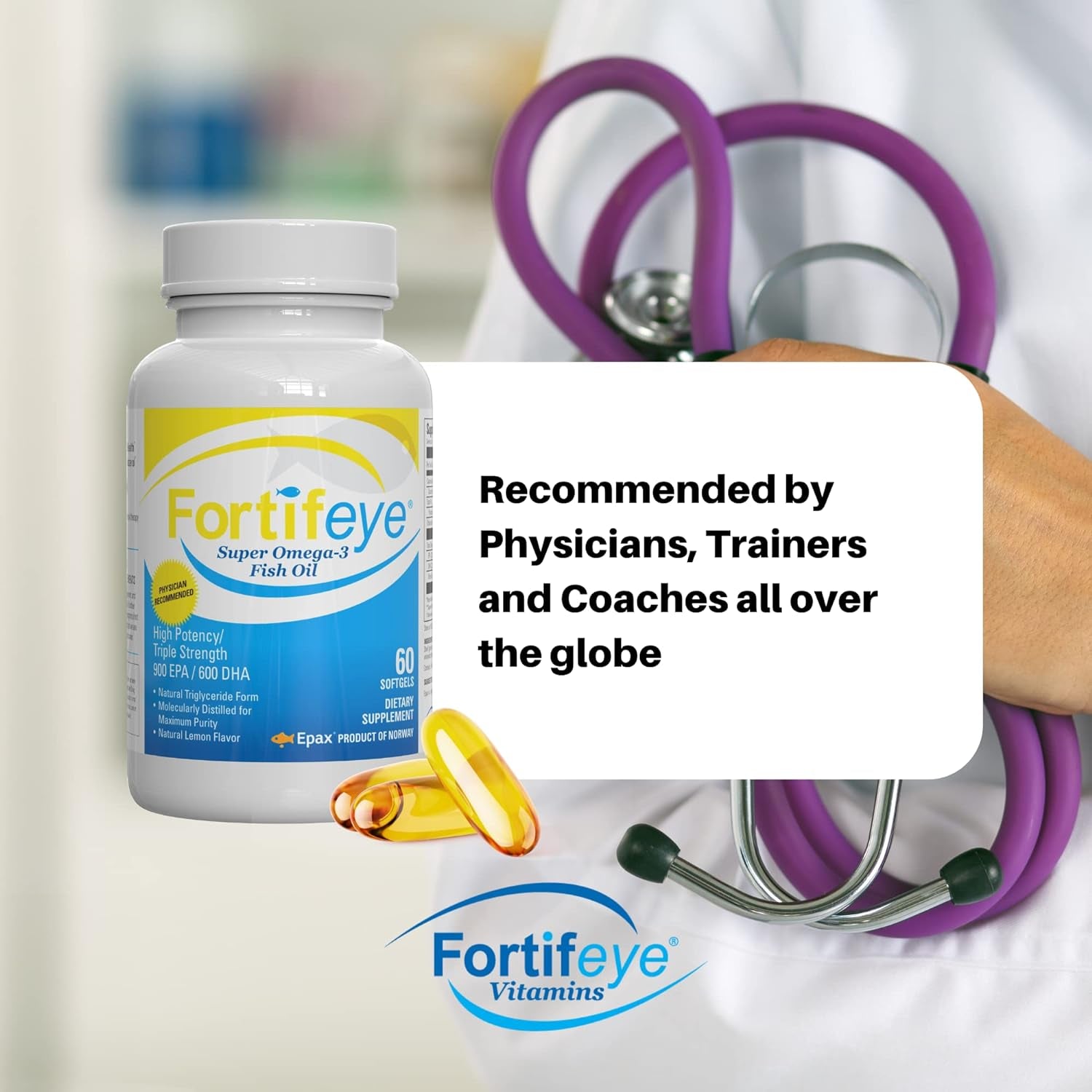 Super Omega-3 Fish Oil | 1600 Mg Omega 3 | with EPA and DHA | Natural Lemon Flavor 60 Servings