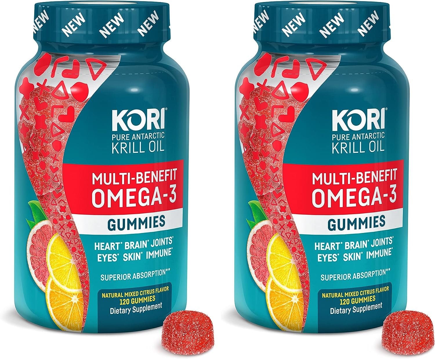 Kori Multi-Benefit Omega-3 Gummies| Heart, Brain, Joint, Eye, Skin, & Immune| Non-Gmo, No Artificial Flavors or Synthetic Colors| Antarctic Krill Oil with Superior Absorption Vs Fish Oil