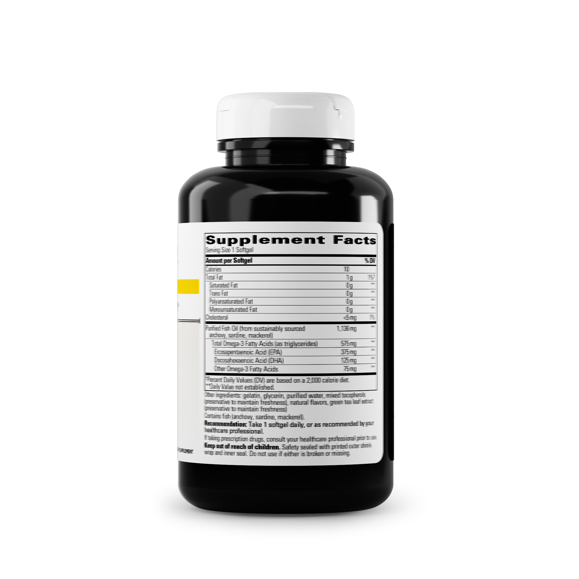 Pure Omega Liquid Fish Oil - 2300Mg Omega 3 Fatty Acids Supplement with EPA & DHA- Sustainably Sourced - No Fishy Burp - Gluten Free - Dairy Free – 120 Softgels