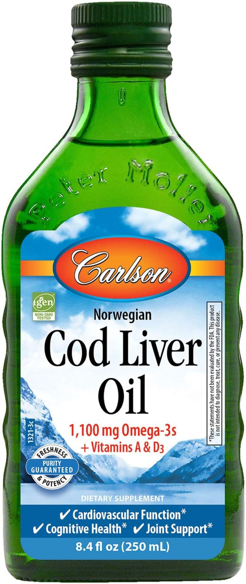 Carlson Cod Liver Oil, Norwegian, Natural, 1,100 Mg Omega-3S, 250 Ml