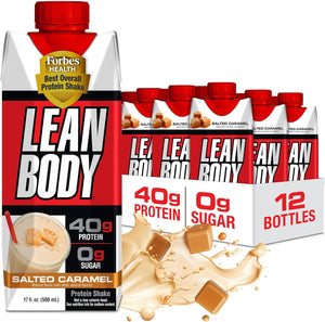 Lean Body Ready-To-Drink Salted Caramel Protein Shake, 40G Protein, Whey Blend, 0 Sugar, Gluten Free, 22 Vitamins & Minerals, 17 Fl Oz (Pack of 12)