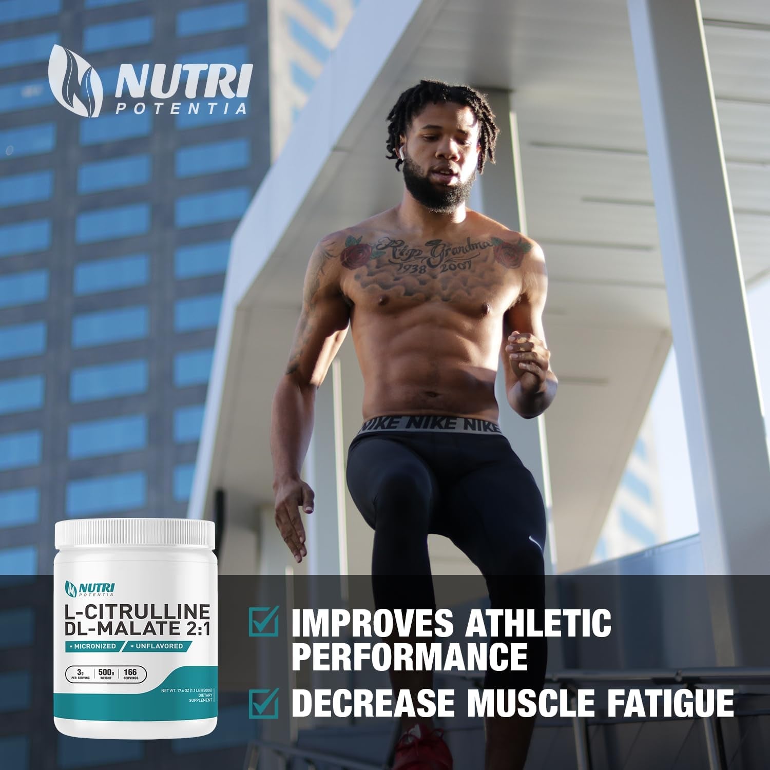 L-Citrulline Malate 2:1 Powder, Pure L Citrulline Malate Supplement Pre Workout Powder, Unflavored, No Additives (500G-1.1Lbs)