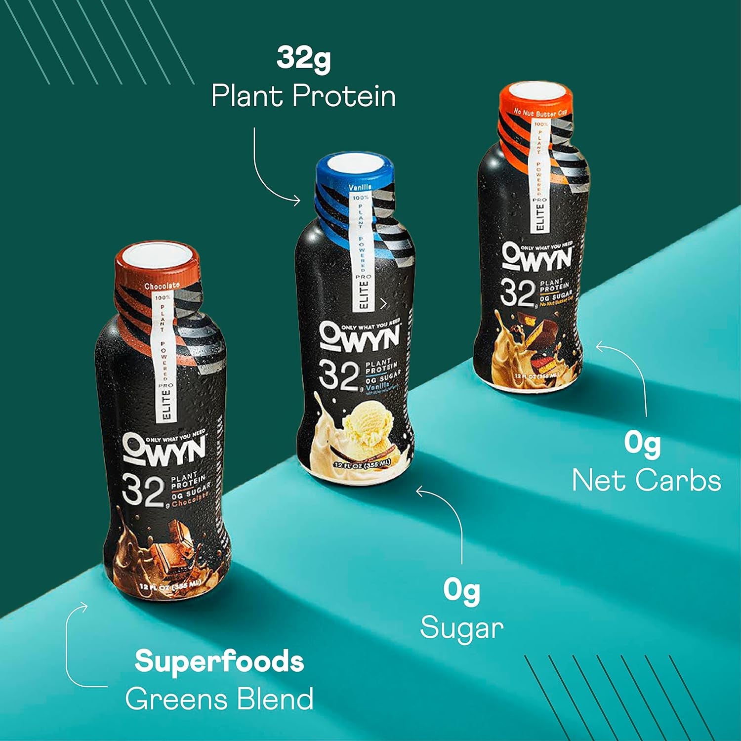 Pro Elite Vegan Plant-Based High Protein Keto Shake, No Nut Butter Cup, Zero Sugar, 32G Protein, Omega-3, Prebiotics, Superfoods Greens for Workout and Recovery, 0G Net Carbs (Packaging May Vary)