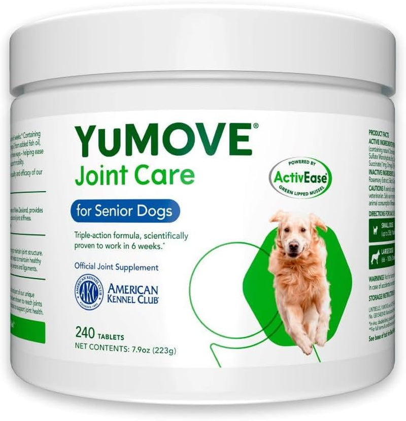 Senior Dog Tablets | Higher Strength Hip and Joint Supplement for Dogs with Glucosamine, Hyaluronic Acid, Green Lipped Mussel | Dogs Aged 8+ | 240 Tablets