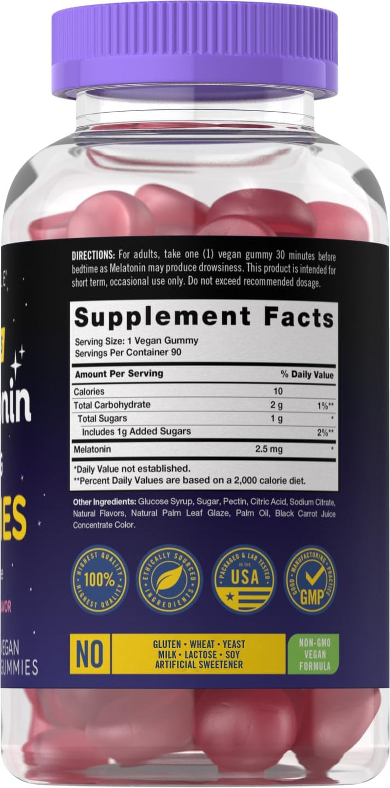 Carlyle Melatonin 2.5 Mg Gummies | 90 Count | Berry Flavor Gummy Supplement | Vegan, Non-Gmo, Gluten Free