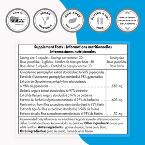 '- AMPK Booster - AMPK Metabolic Activator - with Berberine | Non-Gmo & Gluten Free - 90 Vegetarian Capsules