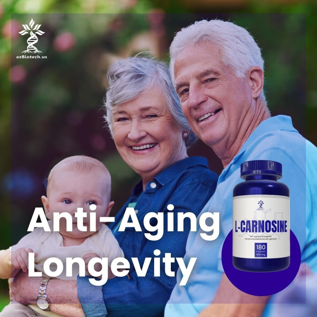 L-Carnosine 400Mg Capsules, 180 Count, L-Carnosine Supplement for Immune Support, Cellular Health, Energy Production, and Performance Enhancement 