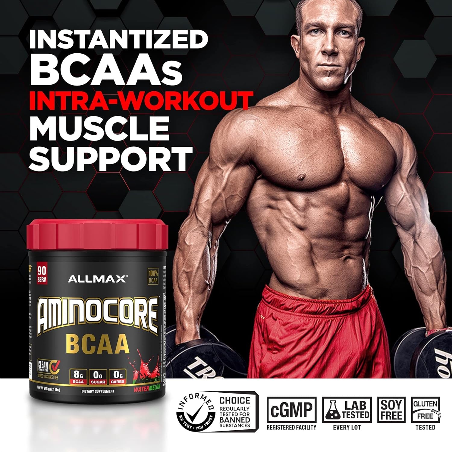 ALLMAX Nutrition AMINOCORE BCAA Powder, 8.18 Grams of Amino Acids, Intra and Post Workout Recovery Drink, Gluten Free, Sweet Tea, 945 G
