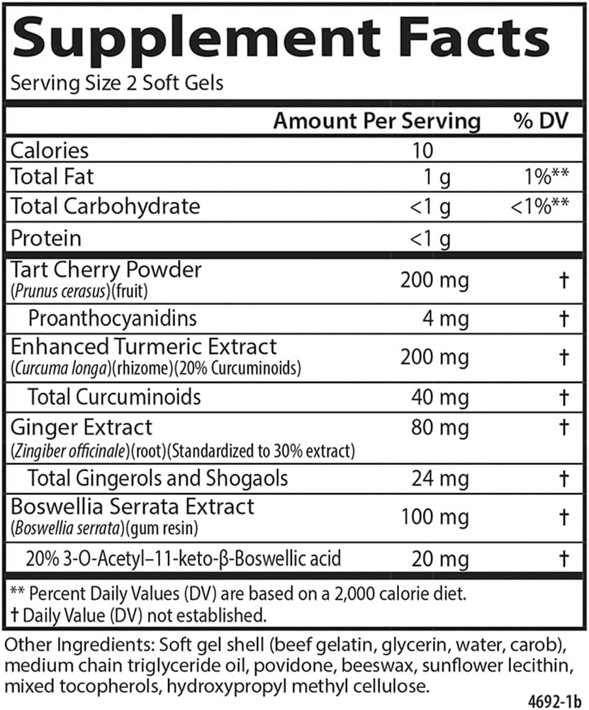 '- Enhanced Mobility, Botanical Joint Support, Boswellia, Tart Cherry, Curcumin, Ginger, 120 Softgels 