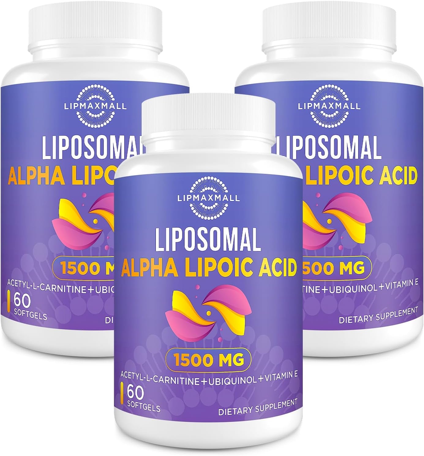 Liposomal Alpha Lipoic Acid 1500Mg - with Acetyl-L-Carnitine 900Mg & Ubiquinol 100Mg & Vitamin E 15Mg,Ala Supplement for Antioxidants Energy, 60 