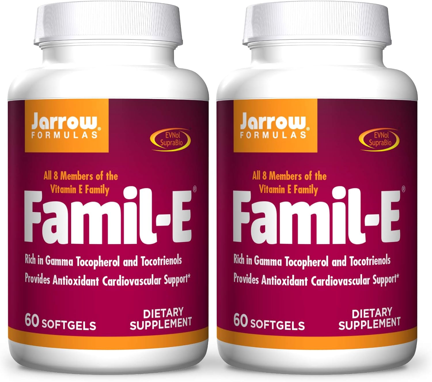 Jarrow Formulas Famil-E - 60 Softgels, 2 Pack - Promotes Heart & Cardiovascular Health - Contains All 8 Members of the Vitamin E Family - Rich in 