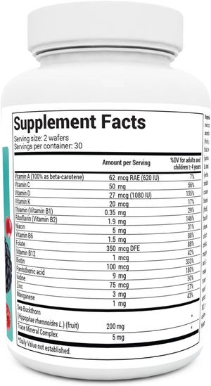 Dr. Berg Kids Chewable Multivitamins (NOT Sweetened W/Sugar) - Daily Multivitamin for Kids That Includes 20 Vital Nutrients & a Trace Mineral Complex - Mixed Berry Chewable Vitamins for Kids