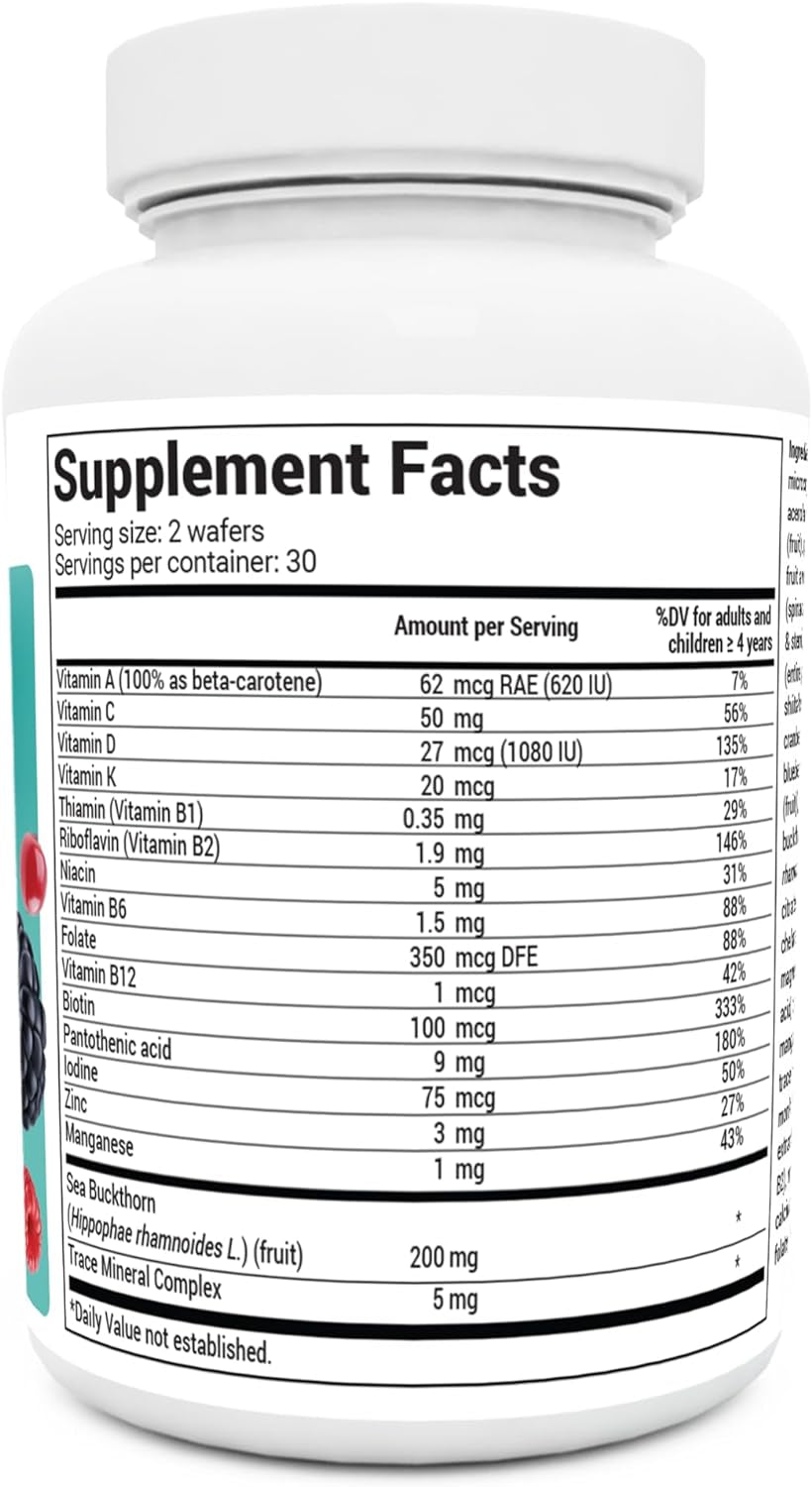Dr. Berg Kids Chewable Multivitamins (NOT Sweetened W/Sugar) - Daily Multivitamin for Kids That Includes 20 Vital Nutrients & a Trace Mineral Complex - Mixed Berry Chewable Vitamins for Kids