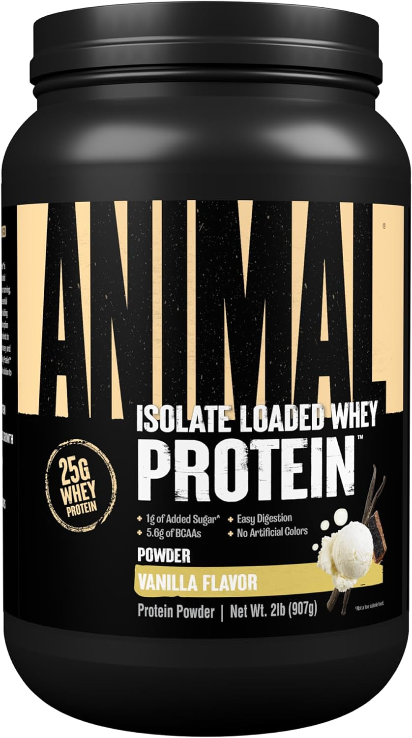 Animal Whey Isolate Protein Powder - Loaded for Pre & Post Workout Muscle Builder and Recovery with Digestive Enzymes for Men & Women - 25G Protein, Great Taste, Low Sugar - Brownie Batter 4 Lbs