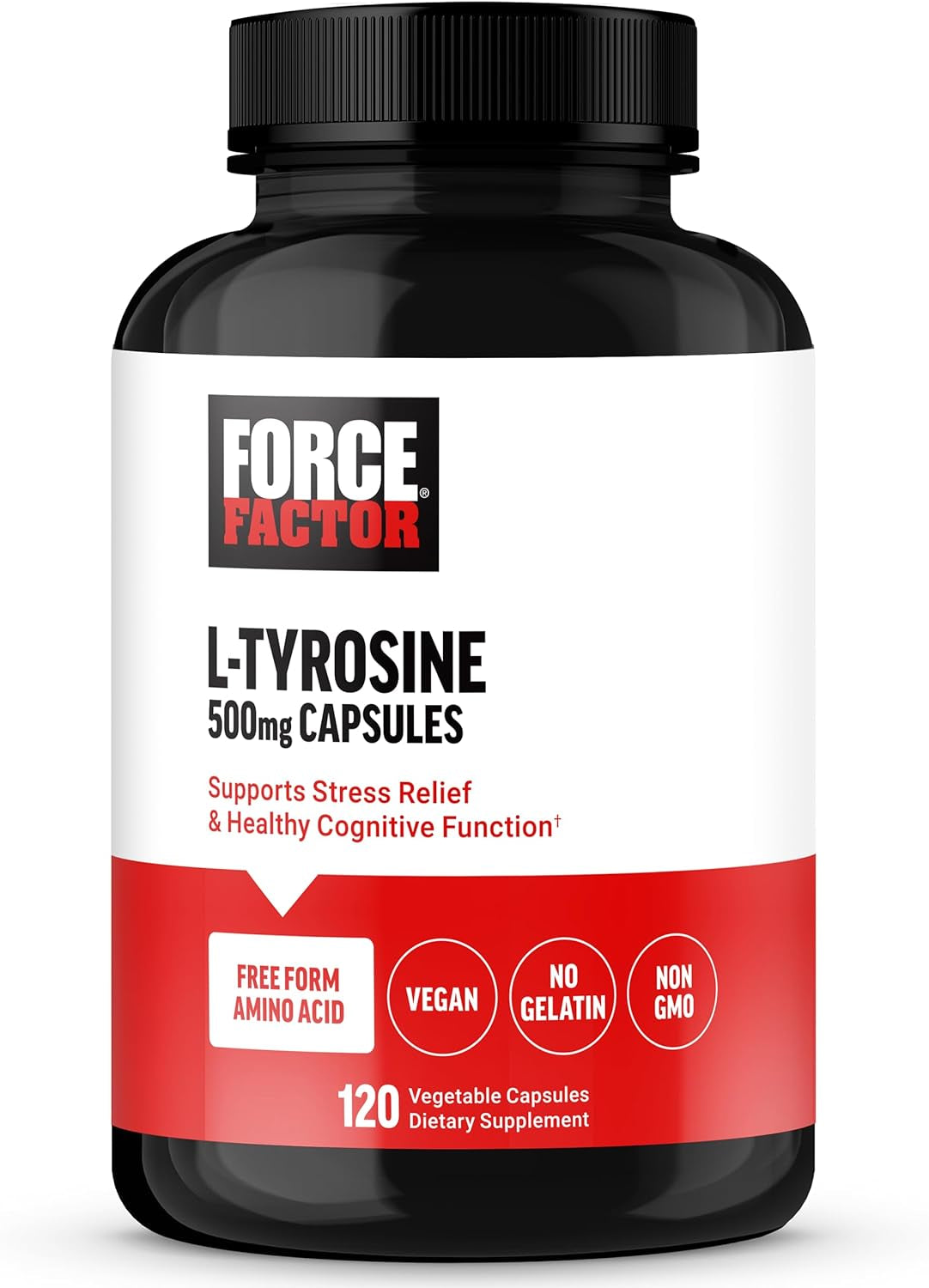 L Tyrosine Stress Relief Supplement, L-Tyrosine Brain Health Supplements for Adults, L-Tyrosine 500Mg Capsules, Free Form, Vegan, No Gelatin, Non-Gmo, 