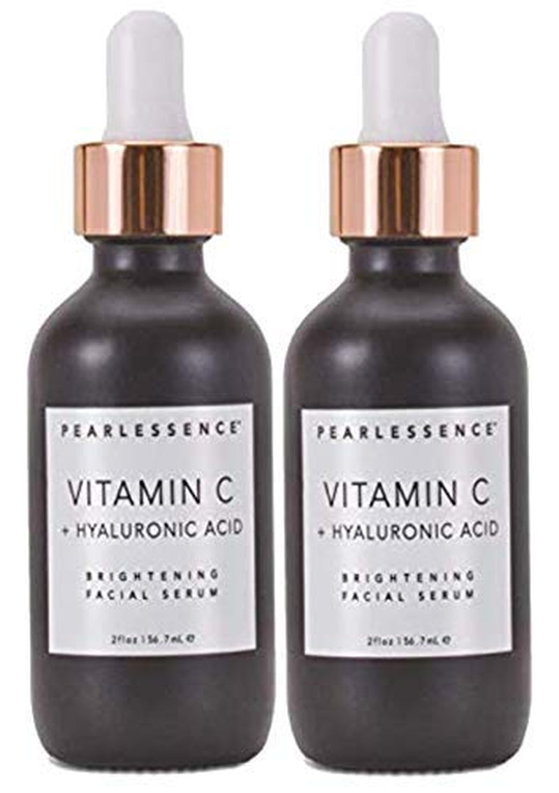 Pearlessence Brightening Facial Serum with Vitamin C & Hyaluronic Acid - Powerful Hydration to Help Plump & Brighten Skin | USA Made (2 Fl Oz (Pack of 1))