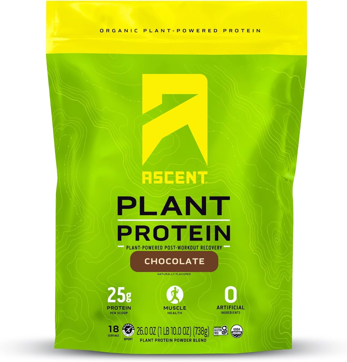 Ascent Plant Based Protein Powder - Non Dairy Vegan Protein, Zero Artificial Ingredients, Soy & Gluten Free, No Added Sugar, 4G BCAA, 2G Leucine - Vanilla, 20 Servings