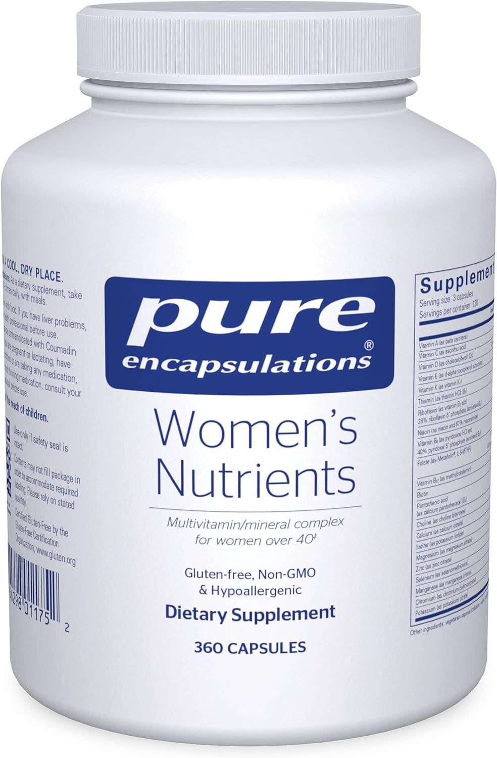 Pure Encapsulations Women'S Nutrients - Multivitamin for Women over 40 to Support Urinary Tract Health, Breast Cell Health & Eye Integrity* - with Vitamin C, Vitamin E & Vitamin a - 360 Capsules 