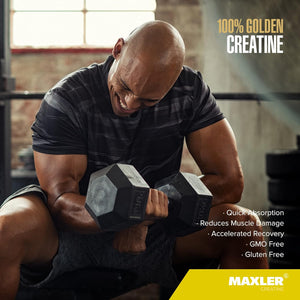 Maxler 100% Golden Creatine - Micronized Creatine Monohydrate Powder - Muscle Building Supplements - Pre/Post Workout Vegan Supplement - Gluten Free Unflavored Creatine Powder - 600 G 