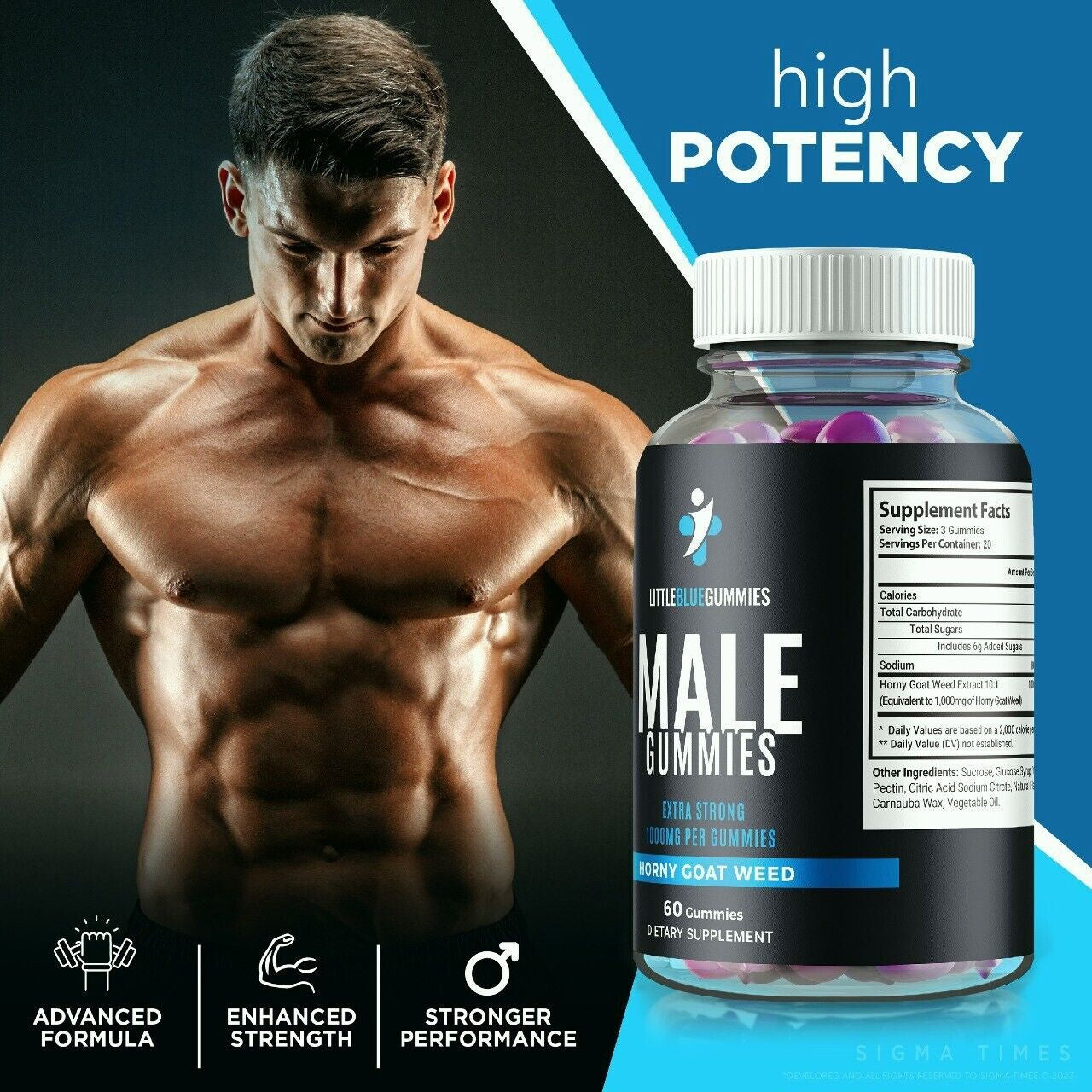 Little Blue Male Gummies to Boost T-Levels for Enhanced Intimate Drive 60Ct