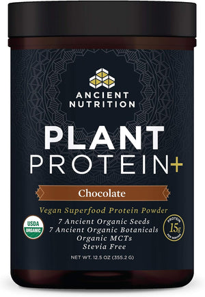 Ancient Nutrition Organic Plant Protein +, Vegan Plant Based Protein Powder, Vanilla, Dairy-Free, Gluten-Free, Non-Gmo, No Sugar Added, Paleo Friendly Supplement 11.5 Oz 